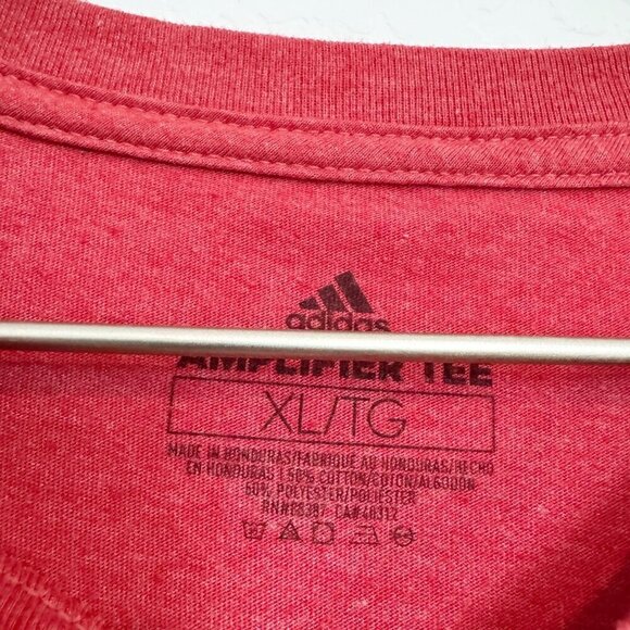 Adidas 3 Stripes Amplifier Tee T-Shirt Red Mens Athletic Workout Casual Shirt XL - Picture 4 of 5